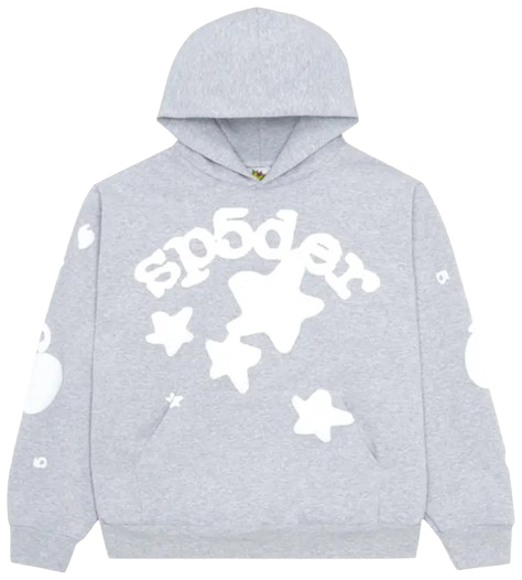 Grey and white Beluga Sp5der Hoodie Premium Streetwear
